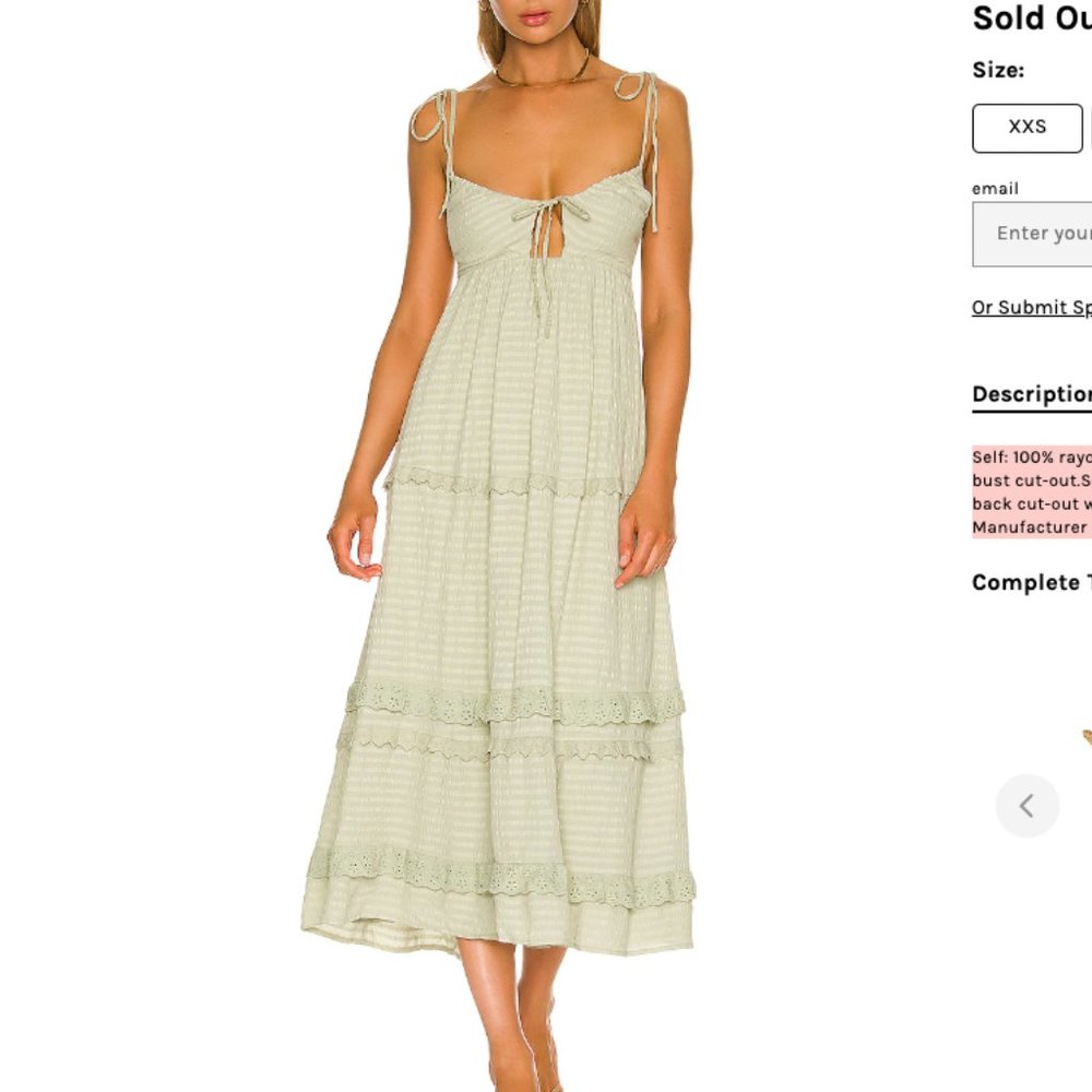 Tularosa Frankie Green Midi Dress M